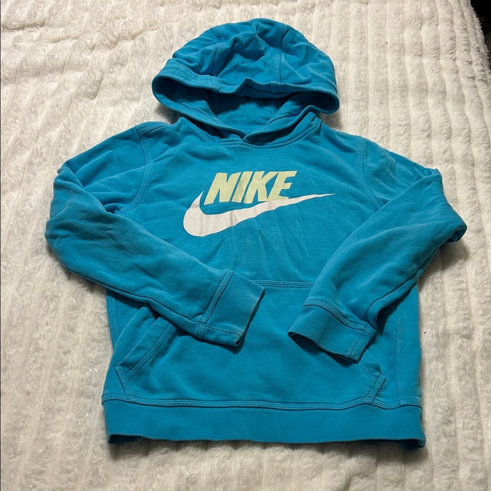 Nike Boys Sportswear Club Fleece Lined Pullover Hoodie Chlorine Blue - Picture 2 of 16